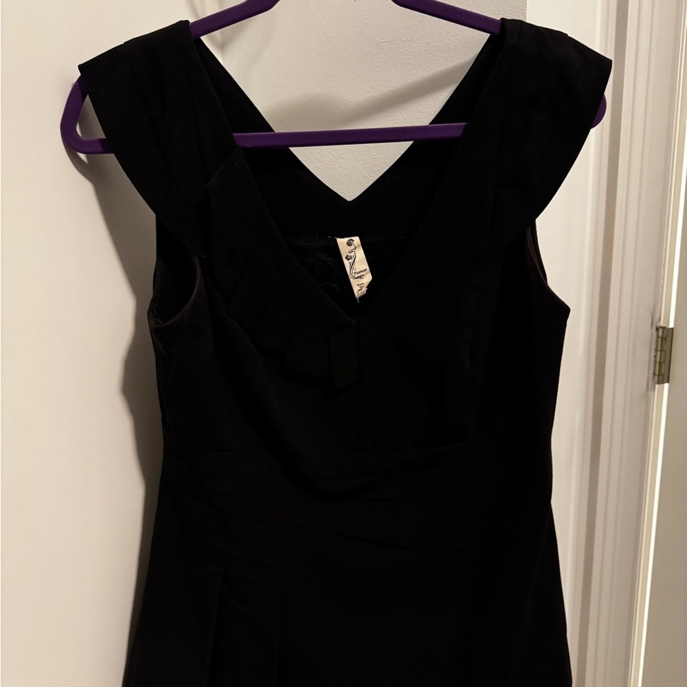 Floreat Black V-Neck Mini Dress